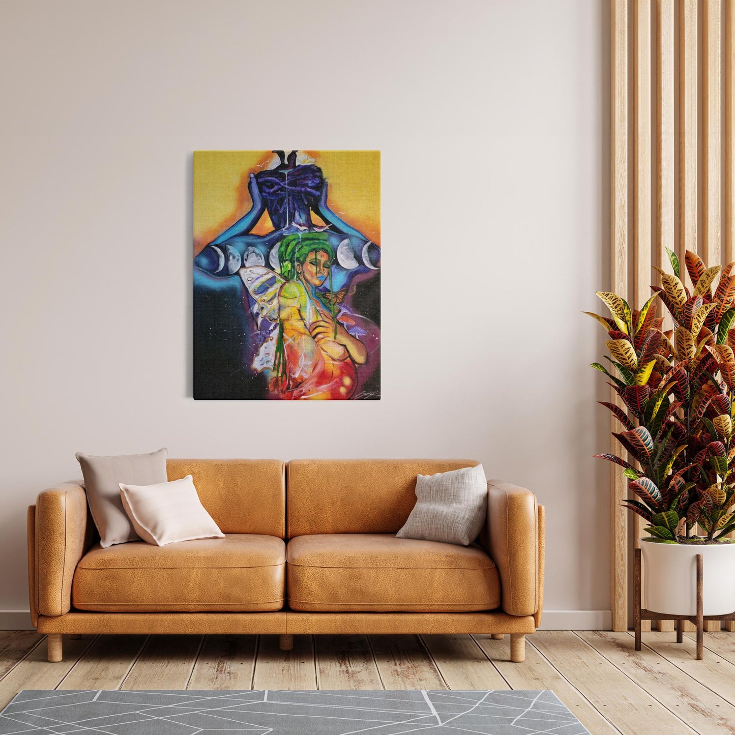 Spiritual painting titled “Nested Love Vol 2.” showing two figures ascending together in divine union, symbolizing love, chakra energy, and spiritual awakening.