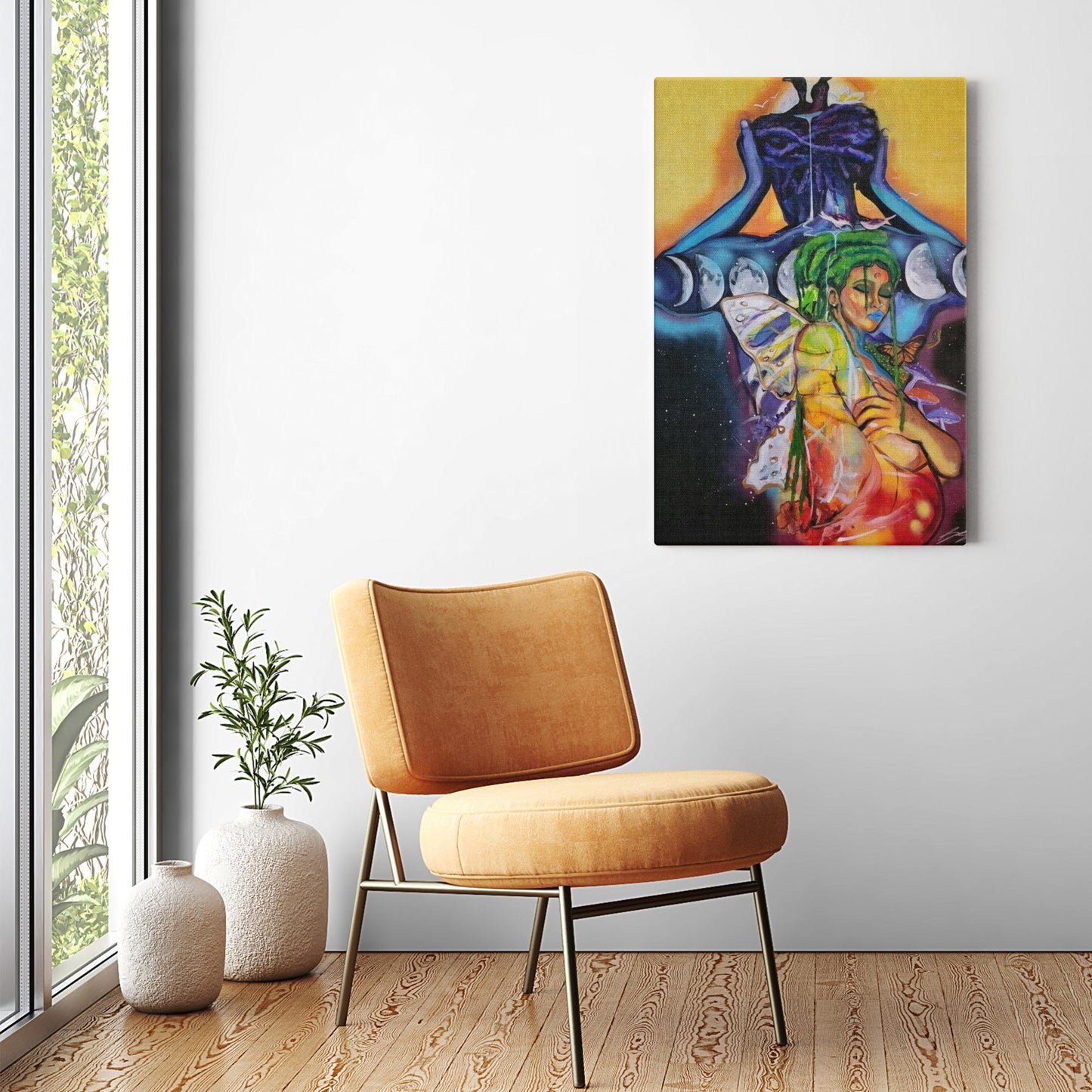 Spiritual painting titled “Nested Love Vol 2.” showing two figures ascending together in divine union, symbolizing love, chakra energy, and spiritual awakening.