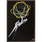 Silhouette painting titled “Destiny Control” showing a male hand spinning a globe-shaped basketball on one finger, symbolizing mastery and human potential.
