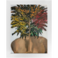 Conceptual painting titled “Phases” showing a strong human back merging into tree roots, with Afro-textured hair in seasonal colors symbolizing nature’s cycles.