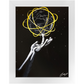 Silhouette painting titled “Destiny Control” showing a male hand spinning a globe-shaped basketball on one finger, symbolizing mastery and human potential.