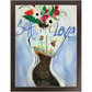 Painting titled “Self Love” depicting a woman’s blue-outlined back shaped like a flower vase, filled with soil, flowers, butterflies, and sky elements, symbolizing inner growth and harmony.