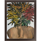 Conceptual painting titled “Phases” showing a strong human back merging into tree roots, with Afro-textured hair in seasonal colors symbolizing nature’s cycles.